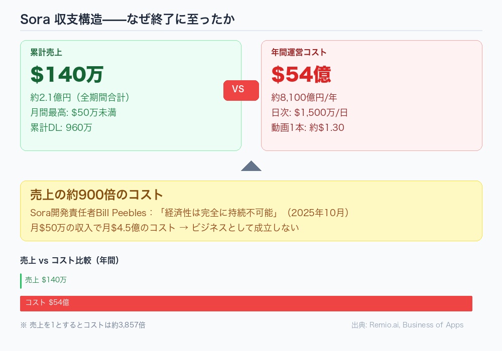 OpenAI Sora 終了 の収支構造を図解
