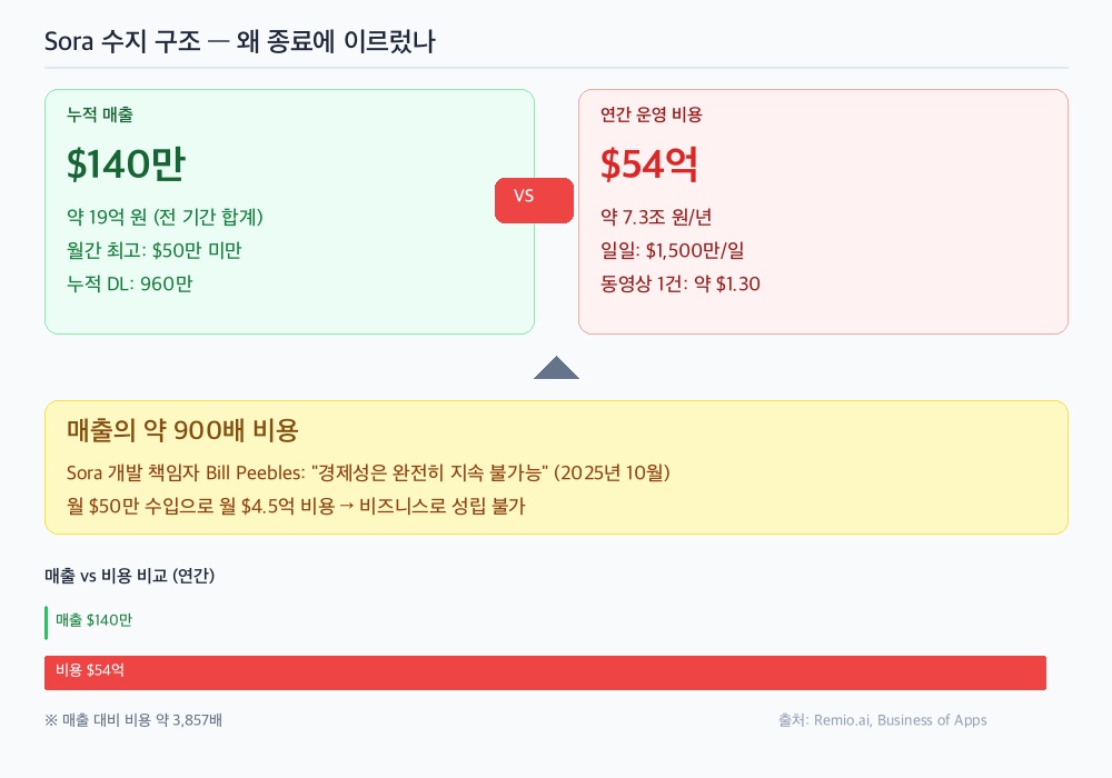 OpenAI Sora 종료 의 수지 구조 도해