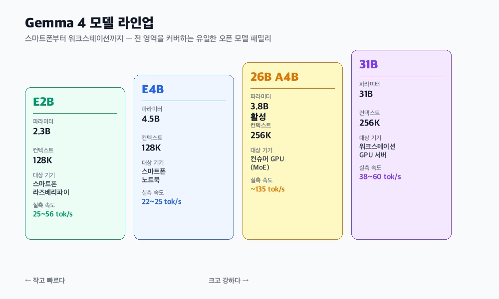 Gemma 4 모델 라인업